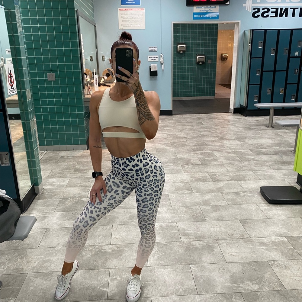 Cream sports bra